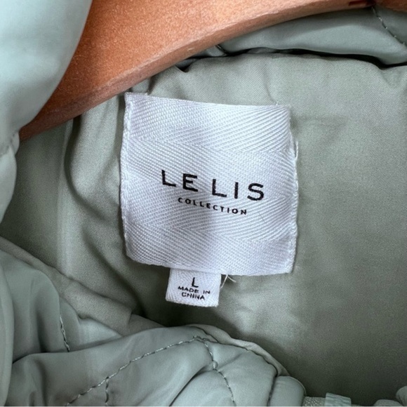 Le Lis Pastel Green Cropped Quilted Full Zip Jacket - Picture 6 of 7